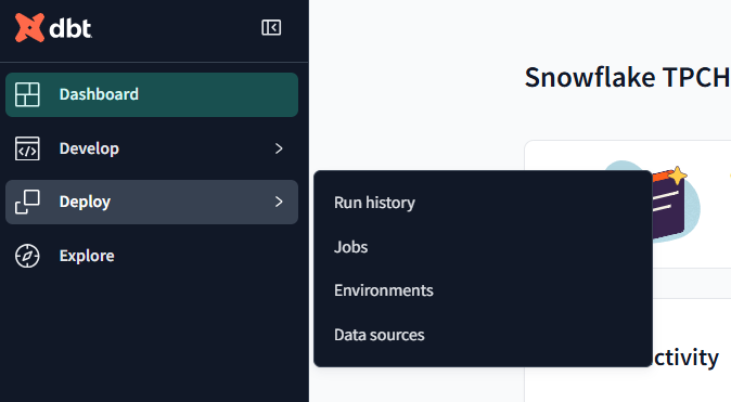 dbt Cloud environments page